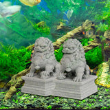 Maxbell 2 Pieces Mini Stone Lion Statues Collection for Living Room Desktop New Year