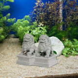 Maxbell 2 Pieces Mini Stone Lion Statues Collection for Living Room Desktop New Year