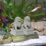 Maxbell 2 Pieces Mini Stone Lion Statues Collection for Living Room Desktop New Year