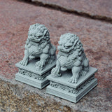 Maxbell 2 Pieces Mini Stone Lion Statues Collection for Living Room Desktop New Year