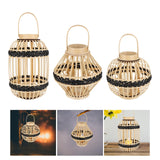 Maxbell Bamboo Lantern with Handle Romantic Hanging Lantern for Table Home Farmhouse Style A