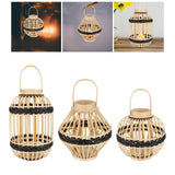 Maxbell Bamboo Lantern with Handle Romantic Hanging Lantern for Table Home Farmhouse Style A