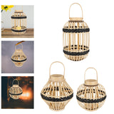 Maxbell Bamboo Lantern with Handle Romantic Hanging Lantern for Table Home Farmhouse Style A