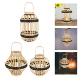 Maxbell Bamboo Lantern with Handle Romantic Hanging Lantern for Table Home Farmhouse Style A
