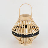 Maxbell Bamboo Lantern with Handle Romantic Hanging Lantern for Table Home Farmhouse Style B