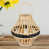 Maxbell Bamboo Lantern with Handle Romantic Hanging Lantern for Table Home Farmhouse Style B
