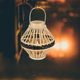 Maxbell Bamboo Lantern with Handle Romantic Hanging Lantern for Table Home Farmhouse Style B