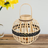 Maxbell Bamboo Lantern with Handle Romantic Hanging Lantern for Table Home Farmhouse Style C