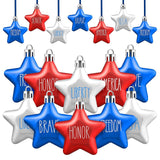 Maxbell 6Pcs 4TH of July Hanging Star Ornaments Red White and Blue Stars for Outdoor