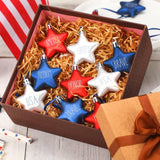 Maxbell 6Pcs 4TH of July Hanging Star Ornaments Red White and Blue Stars for Outdoor