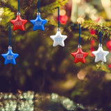 Maxbell 6Pcs 4TH of July Hanging Star Ornaments Red White and Blue Stars for Outdoor