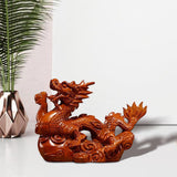 Maxbell Chinese Dragon Figurine Crafts Desktop Ornament for Home Fireplace Bookshelf Orange