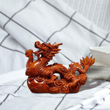 Maxbell Chinese Dragon Figurine Crafts Desktop Ornament for Home Fireplace Bookshelf Orange