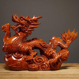 Maxbell Chinese Dragon Figurine Crafts Desktop Ornament for Home Fireplace Bookshelf Orange