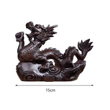 Maxbell Chinese Dragon Figurine Crafts Desktop Ornament for Home Fireplace Bookshelf Brown