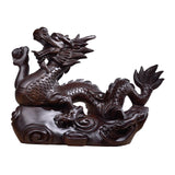 Maxbell Chinese Dragon Figurine Crafts Desktop Ornament for Home Fireplace Bookshelf Brown