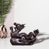 Maxbell Chinese Dragon Figurine Crafts Desktop Ornament for Home Fireplace Bookshelf Brown