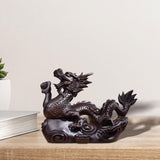 Maxbell Chinese Dragon Figurine Crafts Desktop Ornament for Home Fireplace Bookshelf Brown