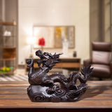 Maxbell Chinese Dragon Figurine Crafts Desktop Ornament for Home Fireplace Bookshelf Brown