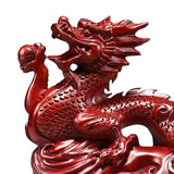 Maxbell Chinese Dragon Figurine Crafts Desktop Ornament for Home Fireplace Bookshelf Red