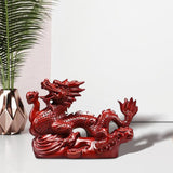 Maxbell Chinese Dragon Figurine Crafts Desktop Ornament for Home Fireplace Bookshelf Red