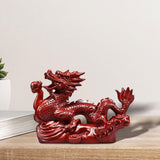 Maxbell Chinese Dragon Figurine Crafts Desktop Ornament for Home Fireplace Bookshelf Red