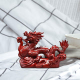 Maxbell Chinese Dragon Figurine Crafts Desktop Ornament for Home Fireplace Bookshelf Red
