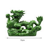 Maxbell Chinese Dragon Figurine Crafts Desktop Ornament for Home Fireplace Bookshelf Green