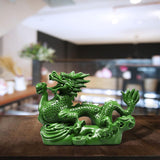 Maxbell Chinese Dragon Figurine Crafts Desktop Ornament for Home Fireplace Bookshelf Green