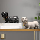 Maxbell Dachshund Dog Figurine Creative Art Animal Statue for Bedroom Desktop Office Beige