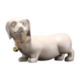 Maxbell Dachshund Dog Figurine Creative Art Animal Statue for Bedroom Desktop Office Beige