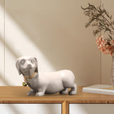 Maxbell Dachshund Dog Figurine Creative Art Animal Statue for Bedroom Desktop Office Beige
