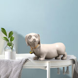 Maxbell Dachshund Dog Figurine Creative Art Animal Statue for Bedroom Desktop Office Beige