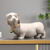 Maxbell Dachshund Dog Figurine Creative Art Animal Statue for Bedroom Desktop Office Beige