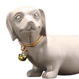 Maxbell Dachshund Dog Figurine Creative Art Animal Statue for Bedroom Desktop Office Beige