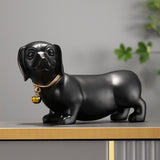 Maxbell Dachshund Dog Figurine Creative Art Animal Statue for Bedroom Desktop Office Black