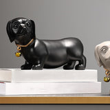 Maxbell Dachshund Dog Figurine Creative Art Animal Statue for Bedroom Desktop Office Black
