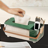 Maxbell Tissue Box Cover Holder Napkin Storage Box for Drawer Box Kitchen Restaurant Dark green
