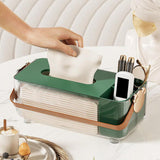 Maxbell Tissue Box Cover Holder Napkin Storage Box for Drawer Box Kitchen Restaurant Dark green