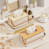Maxbell Tissue Box Cover Holder Napkin Storage Box for Drawer Box Kitchen Restaurant cream