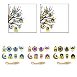 Maxbell 8 Pieces Eid Pendant Ornaments Ramadan Hanging Pendant for Bedroom Home Door Blue and Gold