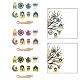 Maxbell 8 Pieces Eid Pendant Ornaments Ramadan Hanging Pendant for Bedroom Home Door Blue and Gold