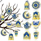 Maxbell 8 Pieces Eid Pendant Ornaments Ramadan Hanging Pendant for Bedroom Home Door Blue and Gold