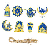 Maxbell 8 Pieces Eid Pendant Ornaments Ramadan Hanging Pendant for Bedroom Home Door Blue and Gold