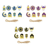 Maxbell 8 Pieces Eid Pendant Ornaments Ramadan Hanging Pendant for Bedroom Home Door Blue and Gold