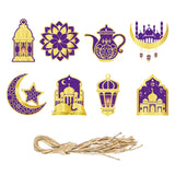 Maxbell 8 Pieces Eid Pendant Ornaments Ramadan Hanging Pendant for Bedroom Home Door Violet and Gold