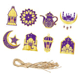 Maxbell 8 Pieces Eid Pendant Ornaments Ramadan Hanging Pendant for Bedroom Home Door Violet and Gold