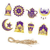 Maxbell 8 Pieces Eid Pendant Ornaments Ramadan Hanging Pendant for Bedroom Home Door Violet and Gold