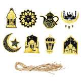 Maxbell 8 Pieces Eid Pendant Ornaments Ramadan Hanging Pendant for Bedroom Home Door Black and Gold