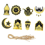 Maxbell 8 Pieces Eid Pendant Ornaments Ramadan Hanging Pendant for Bedroom Home Door Black and Gold